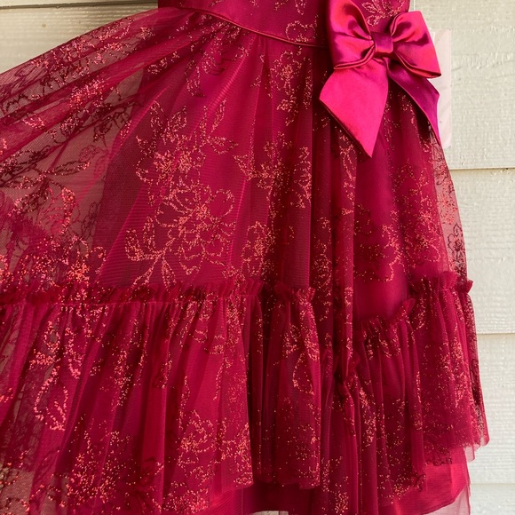 Glittery Jona Michelle Kids Red Dress - Picture 3 of 12